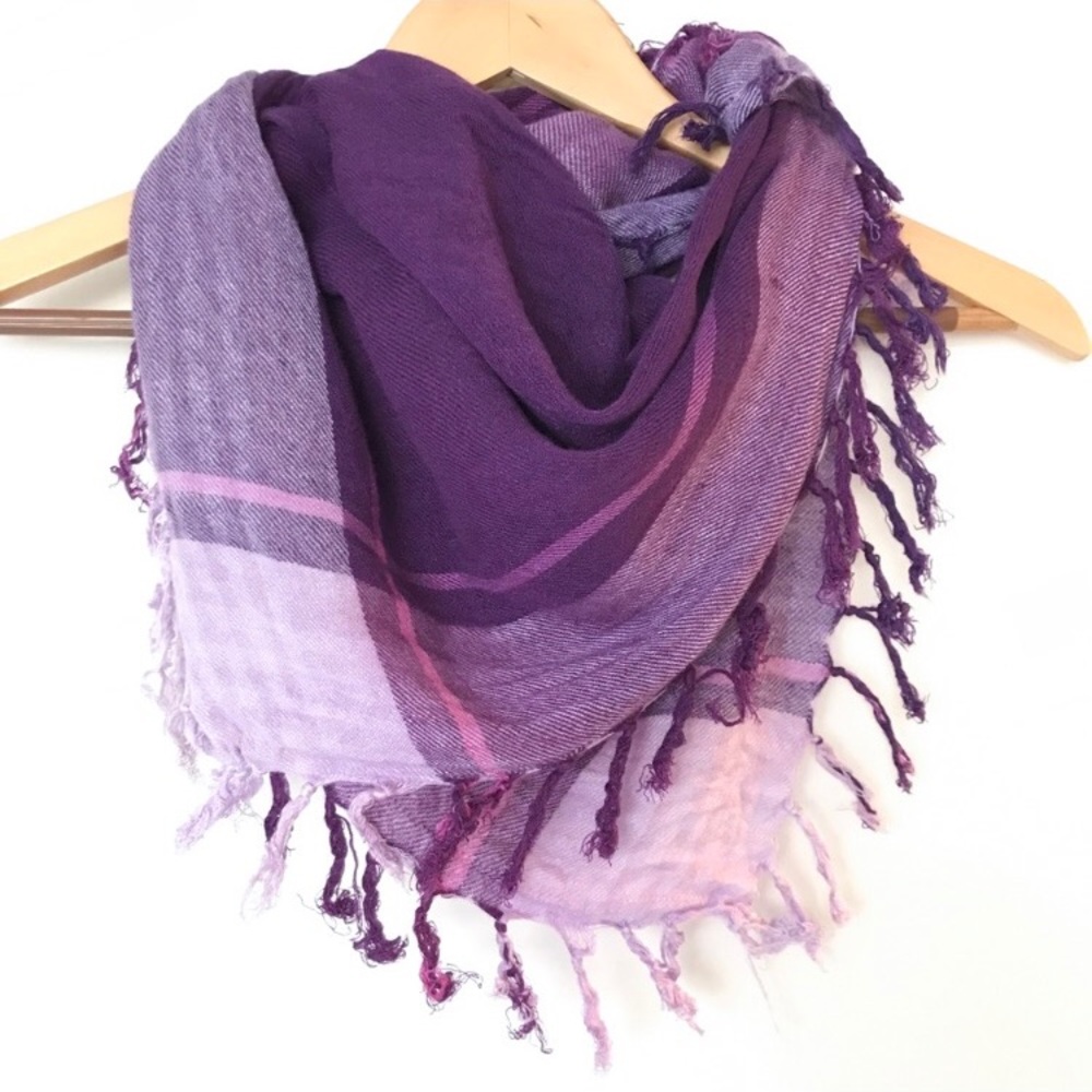 Purple Plaid Vintage Scarf